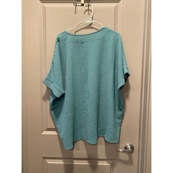Zenana XL Teal Crepe V-Neck Top | Lightweight & Oversized - Picture 6 of 6